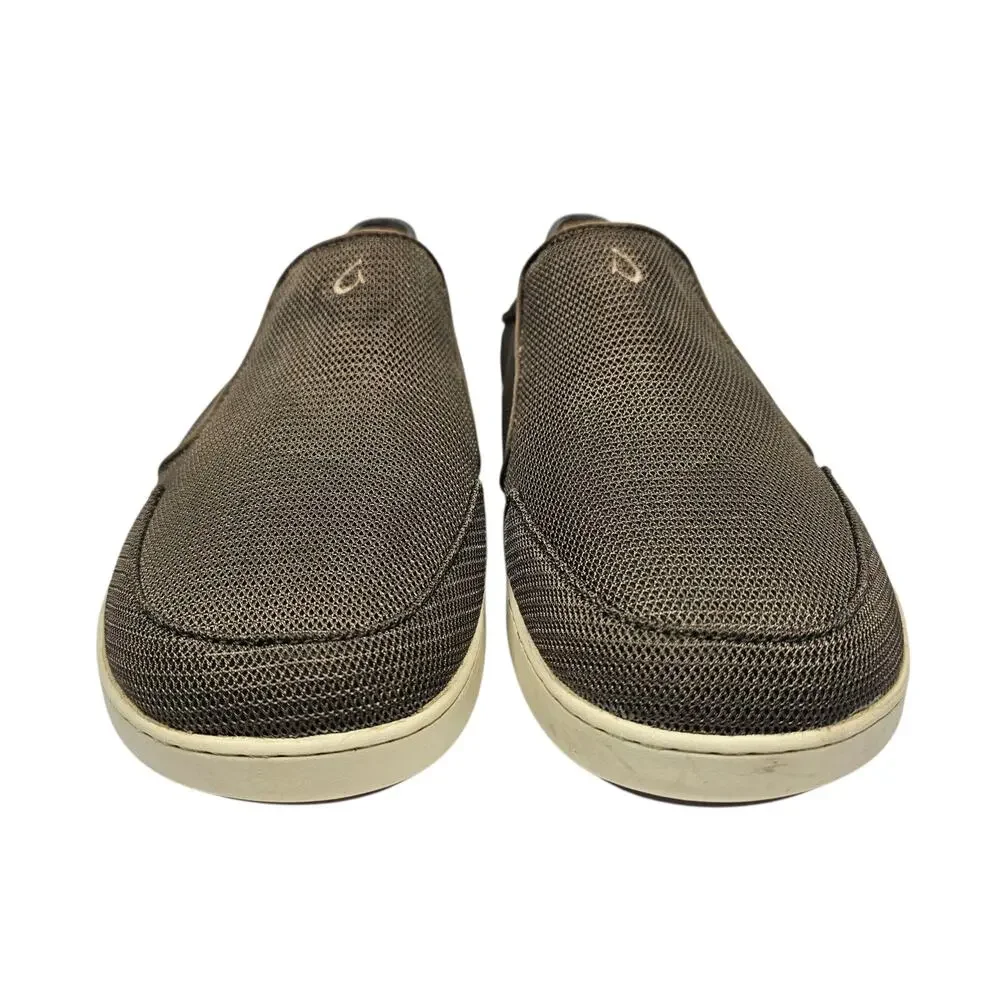 OluKai Nohea Mesh Men's Slip-On Comfort Shoes in Mustang/Lime Peel Size 11.5